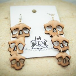 Ohrringe Skull-Trio Schädel-Trio beige naturfarben Hängeohrringe