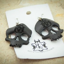 Skullohrring einzeln Ohrhaken Ohrring Schädel schwarz Ornament