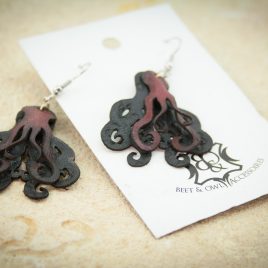 Oktopusohrring Ohrhaken Cthulhu Steampunk bordeaux