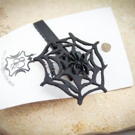 Haarspange Haarclip Spinnennetz Spiderweb schwarz