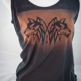 Damenshirt Tanktop Baumwolle Wolfs Wölfe anthrazit/ orangerot