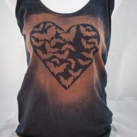 Damenshirt Tanktop Baumwolle Fledermausherz Fledermausliebe anthrazit/ orangerot