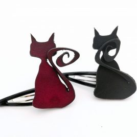 Haarspange Haarclip Katze Cat schwarz oder rot 2 Varianten