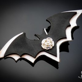 Haarspange Fledermaus Haarclip Rose schwarz silber