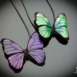 Halskette Kette Collier Schmetterling Falter Baumwollband 2 Farbvarianten