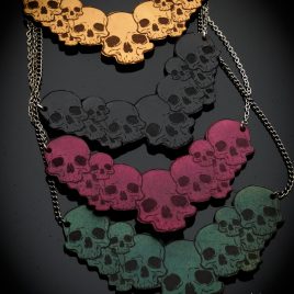 Halskette Kette Collier Skulls Schädel schwarz Skullhead Kette 4 Farbvarianten