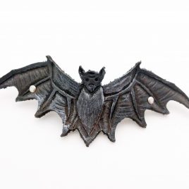 Haarspange Haarclip Fledermaus Bat Nachtschwärmer punziert schwarz silber Echtleder