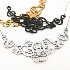 Halskette Kette Notenschlüssel Ornament Collier 3 Varianten Echtleder Musiker