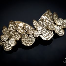 Haarspange Haarclip Falter Insekt Schmetterling Baumnymphe franz. Haarspange Echtleder
