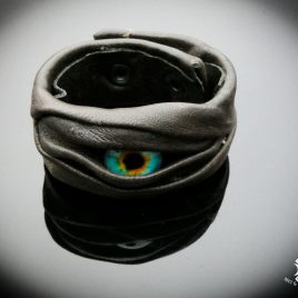 Armband Echtleder Dragoneye Drachen Auge Augapfel schwarz Echtleder