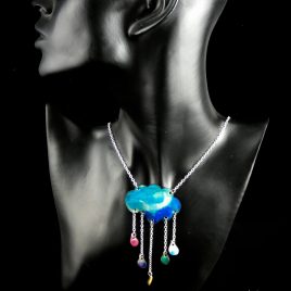 Kette Gliederkette Rainy Days Regenbogen Wolke Clouds Farbregen Echtleder