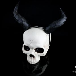 Hörner Horns Devil Faun Fantasy Leder schwarz  Maleficent Kostüm schwarz