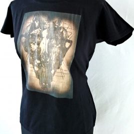 Damenshirt schwarz Lavendeldruck Wolfskopf Mystik