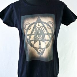 Damenshirt schwarz Lavendeldruck Mystic Witch Hexenzirkel