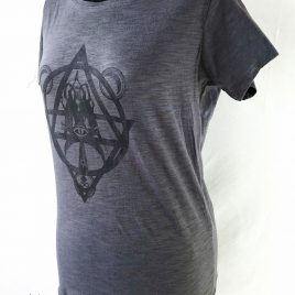 Damenshirt dunkelgrau Lavendeldruck Mystic Witch Hexenzirkel