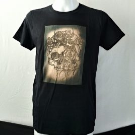 Herrenshirt schwarz Lavendeldruck Totenkopf mit Rosen