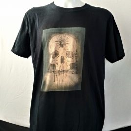 Herrenshirt schwarz Lavendeldruck Headshot Schädel