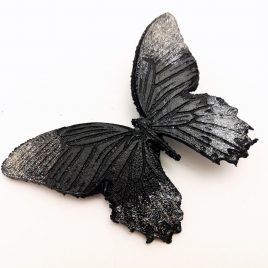Haarspange Haarclip Schmetterling schwarz silber Glitter Glitzer Schimmereffekt