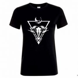 Damenshirt schwarz Girlie Shirt Höllenmond handgedruckt