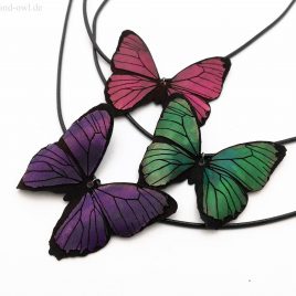 Halskette Kette Collier Schmetterling Falter Baumwollband 2 Farbvarianten