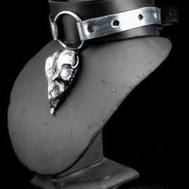 Birdskull Necklace Halsband breites Lederband mit Ring und Lederschädel Nr. 5