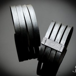 Armband Echtleder Streifen Strips Lasercut Silber Metallic Herrenarmband Echtleder 2 Varianten